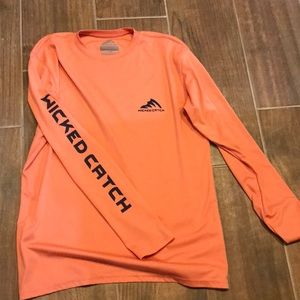 Wicked catch salmon and navy blue fishing shirt